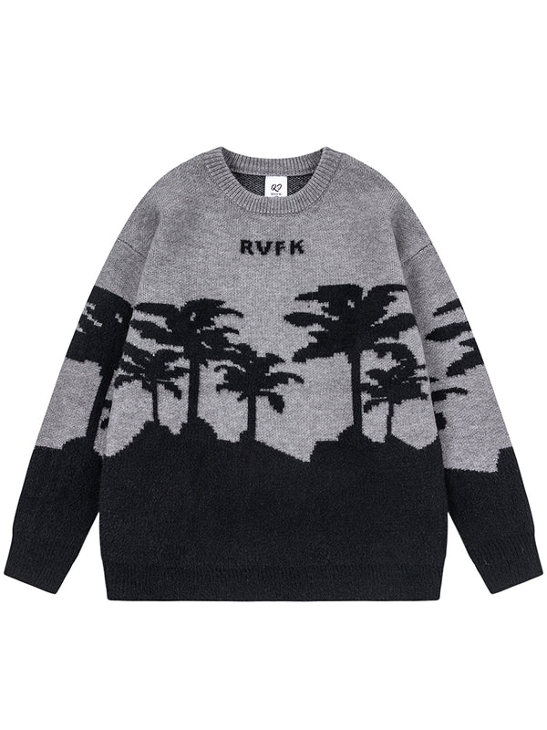 Cozy Knitted Sweater with Palm Tree Design | Unisex Casual Wear