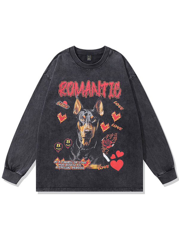 Vintage Oversized Long Sleeve Washed Graphic T-Shirts