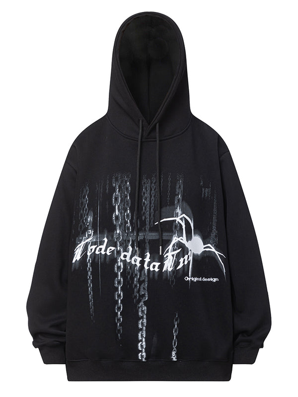 Streetwear Spider Graphic Printed Casual Cotton Pullover Hoodies