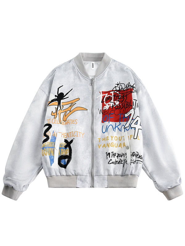 Streetwear Graffiti Art Printed Unisex Bomber Jackets