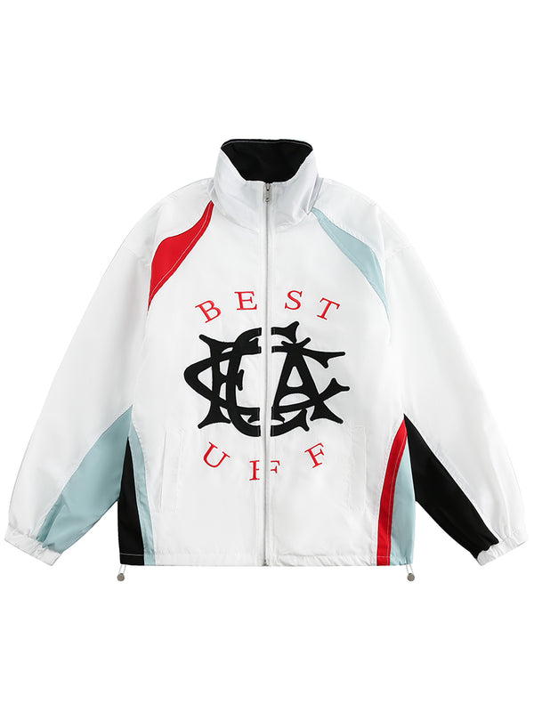 Streetwear Vintage Patchwork Embroidery Sport Jackets