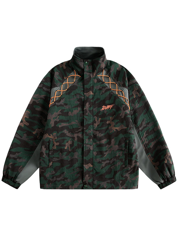 Buff Camo Jacket - Urban Jungle Meets Rebellious Style with Bold Orange Accents