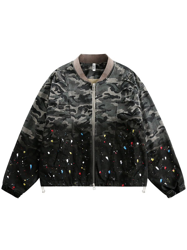 Paint Splatter Design Urban Streetwear Camouflage Bomber Jackets